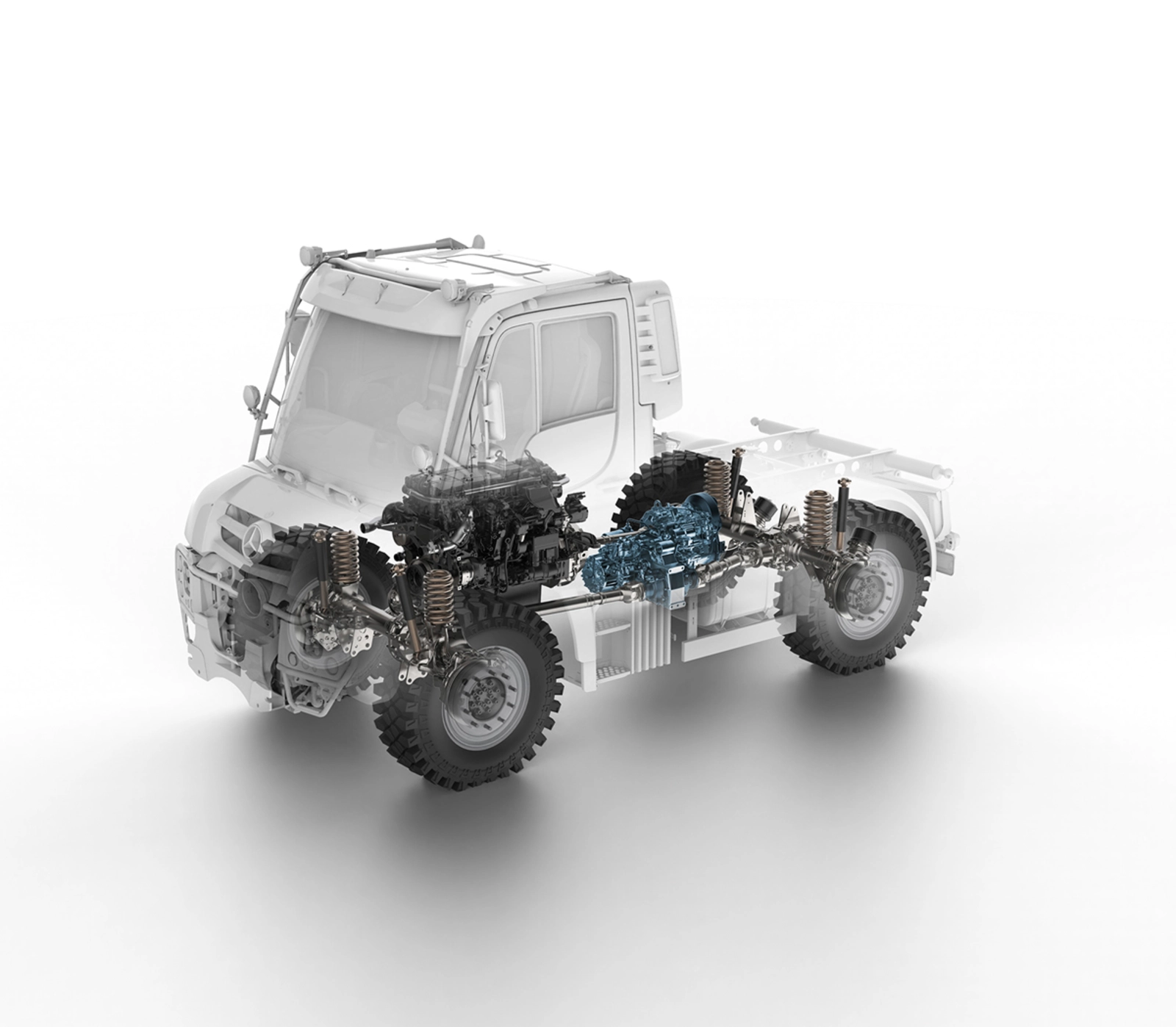 Unimog skaidria kabina